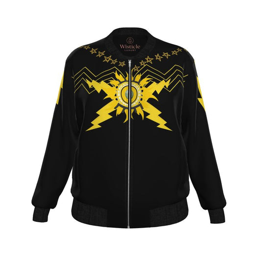 Black And Gold Silk Bomber Jacket